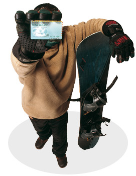 Snowboard z kartą